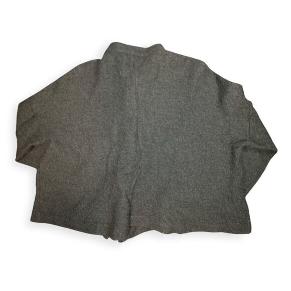 EILEEN FISHER Women’s Charcoal Gray Wool Mandarin Collar Button Jacket Size Medi - Picture 2 of 6